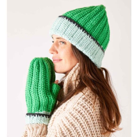 Mersea Colorful Green Blue Winter Beanies One Size - Picture 1 of 8
